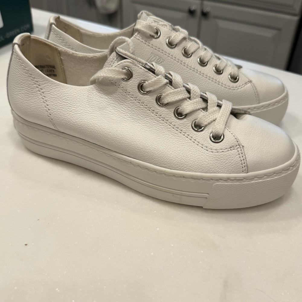 Paul Green Bixby Women’s Platform Sneakers White Leather Lace Up Sz 7.5 NIB - Picture 3 of 10